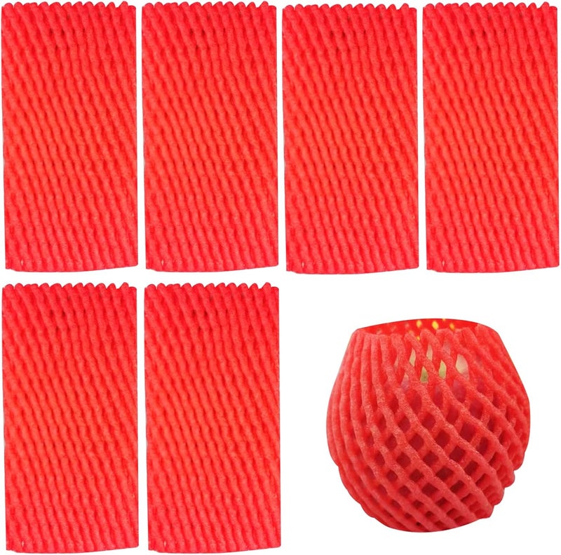 HanyHere 50 Pieces Fruit Protection Bags Foam Mesh Keep Safe Mesh Sleeves for Large Supermarkets, Fruit Shops (Red-14x6cm) - Image 1